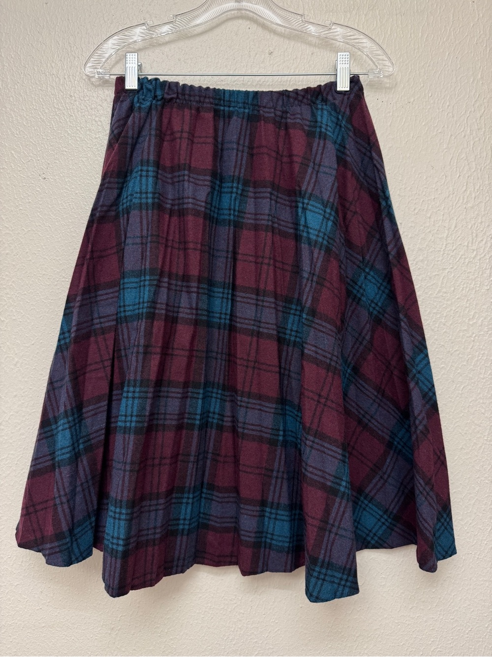 Burgundy And Blue Plaid Circle Skirt Size 11/12